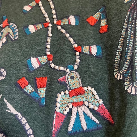 Double D Ranch Pueblo Bird Tee 2X 2XL 1XL Green Aztec Beads PLUS NWOT - Picture 13 of 16